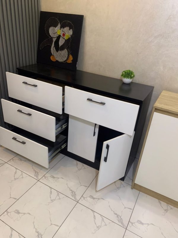 Commode 120 cm couleur noir et blanc