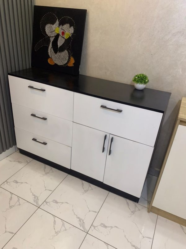 Commode 120 cm couleur noir et blanc