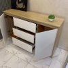 Commode 150 cm couleur bois et blanc