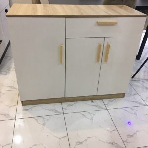 Commode 120 cm couleur bois et blanc
