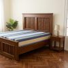 Lit 3 places haut de gamme en bois massif motif grille