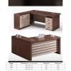 Bureau directeur haut de gamme – bois foncé & beige