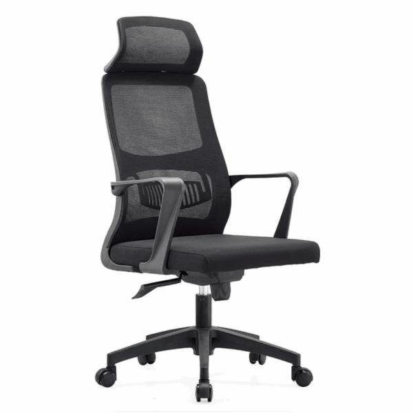 Fauteuil de direction ergonomique avec appui-tête – Maille noire