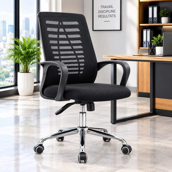 Fauteuil de direction ergonomique en maille – Noir