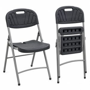 ​Chaise pliante en plastique – Structure métallique grise