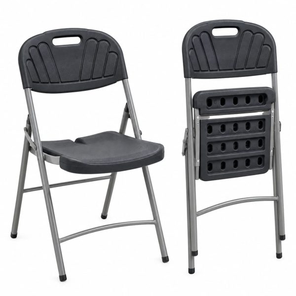 ​Chaise pliante en plastique – Structure métallique grise