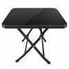 Table carrée pliante en verre trempé noir + 4 chaises pliantes