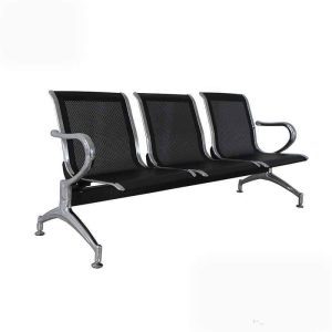 Banc d'attente métallique 3 places – Noir et chromé