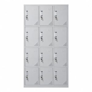 Armoire de bureau - MEUBLE SOLUTIONS 12 Armoire de bureau métallique à 12 casiers – 3 colonnes × 4 rangées