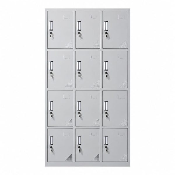 Armoire de bureau - MEUBLE SOLUTIONS 12 Armoire de bureau métallique à 12 casiers – 3 colonnes × 4 rangées