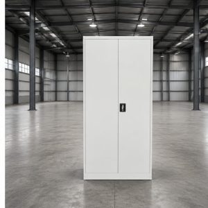 Armoire de bureau métallique – 2 portes battantes – Blanche