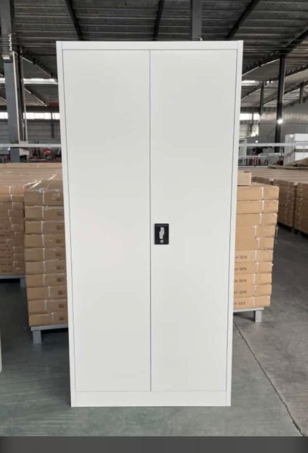 Armoire de bureau métallique – 2 portes battantes – Blanche
