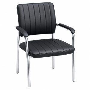 Fauteuil Visiteur MEUBLE SOLUTIONS 4 Fauteuil visiteur noir – Accoudoirs – Piètement chromé