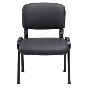 Chaise visiteur noire rembourrée – 4 pieds – Sans accoudoirs
