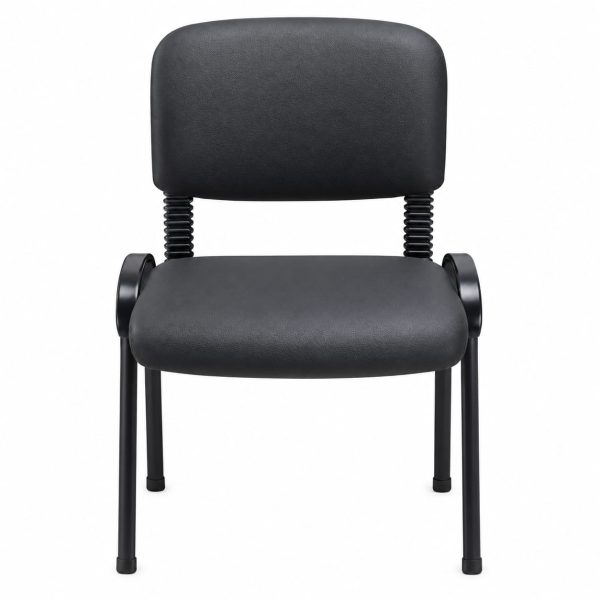 Chaise visiteur noire rembourrée – 4 pieds – Sans accoudoirs