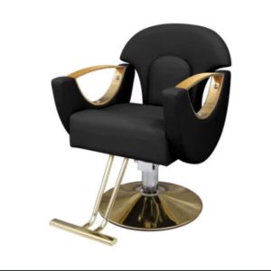 Fauteuil de coiffure professionnel hydraulique – Noir & doré 2