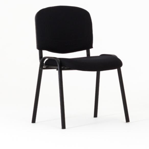 Chaise visiteur noire rembourrée – 4 pieds – Sans accoudoirs